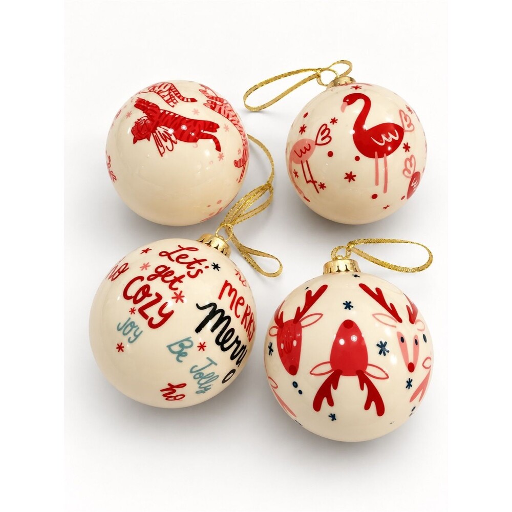 Holiday Lane 4 Piece Glass Ornament Set
